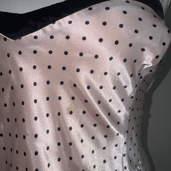 Vintage Marilyn Monroe by Warner’s Pink Satin Polka Dot Nighty Slip Dress Sz M - Picture 5 of 8